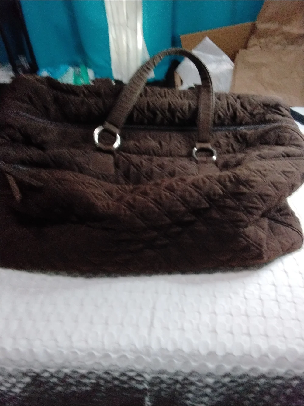 Brown Quilted Vera Bradley Travel Duffel Bag